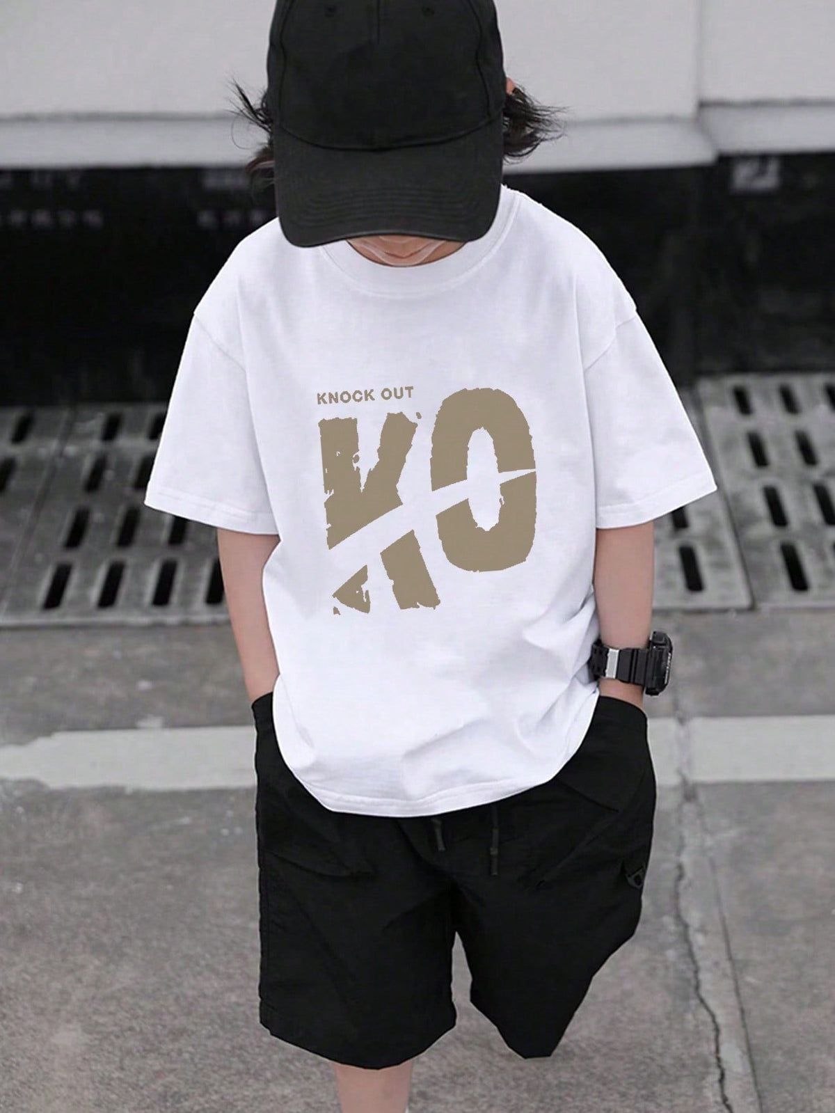 Tween Boy 2024 Summer Casual Letter Print Round Neck Short Sleeve T-Shirt