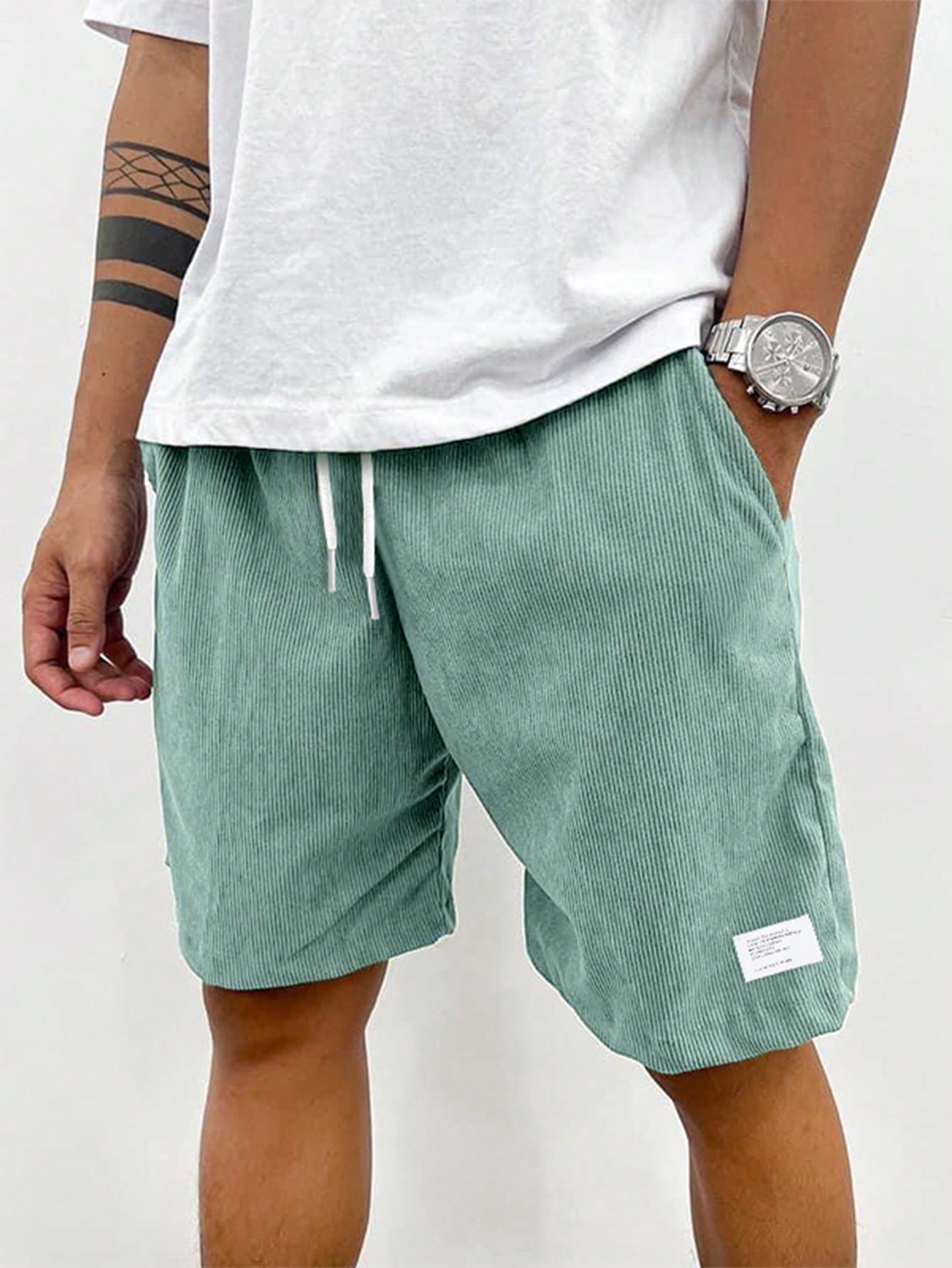 Men's Casual Loose Fit Drawstring Shorts with Pockets - 100% Polyester, Machine Washable