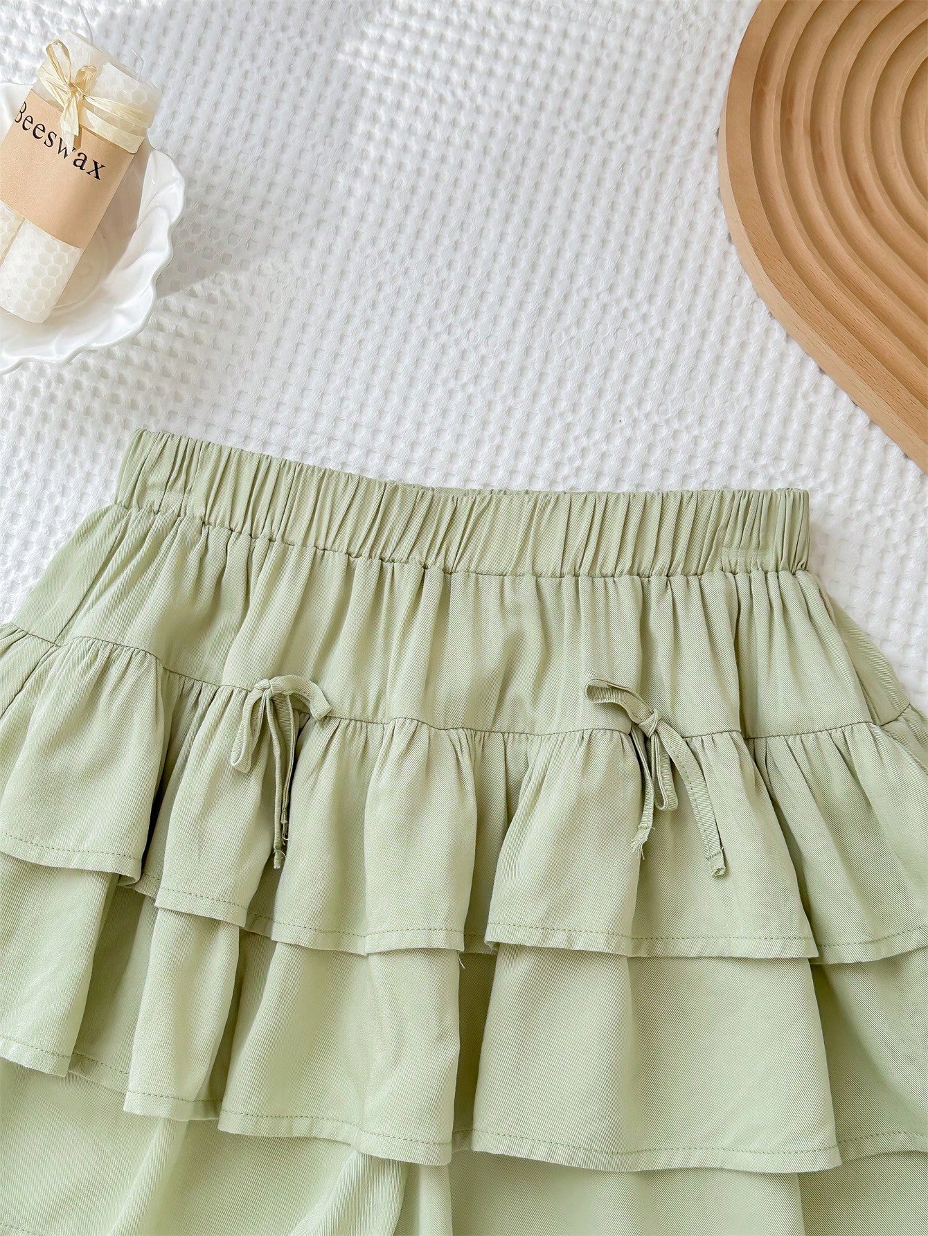 Tween Girl Double Layered Ruffle Hem Mock Skirt Shorts - Cute, Elastic Waist, Loose Fit