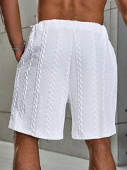 Men's Plus Size White Casual Drawstring Shorts with Pockets - Summer Loose Fit