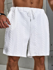 Men's Plus Size White Casual Drawstring Shorts with Pockets - Summer Loose Fit