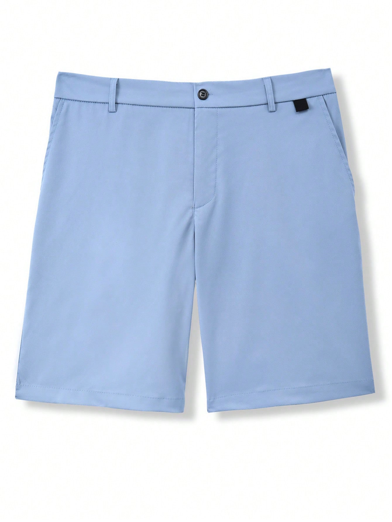 Men's Casual Bermuda Shorts with Pockets - Solid Color, Zipper Fly, Regular Fit