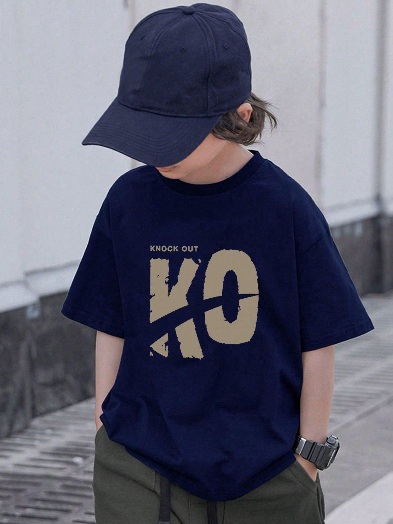 Tween Boy 2024 Summer Casual Letter Print Round Neck Short Sleeve T-Shirt