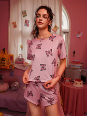 Butterfly Print Tee & Shorts PJ Set / Pajama Set