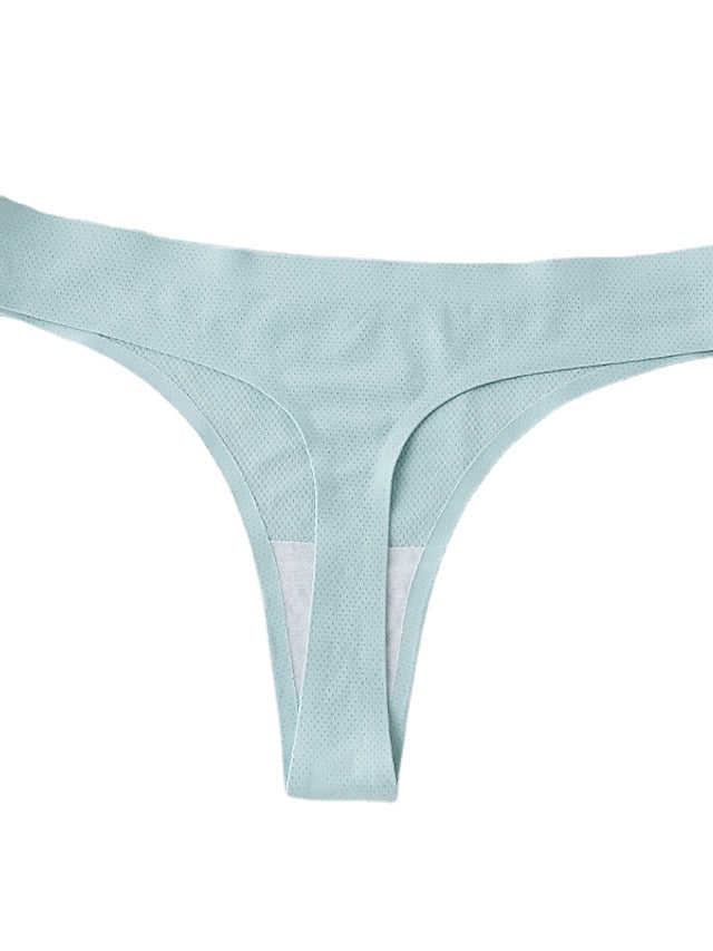 Women's Sexy Panties G-strings & Thongs Panties Seamless Panty 1pc , pack Underwear Sexy Comfort Basic Pure Color Polyester Low Waist Sexy Light Blue Black Pink