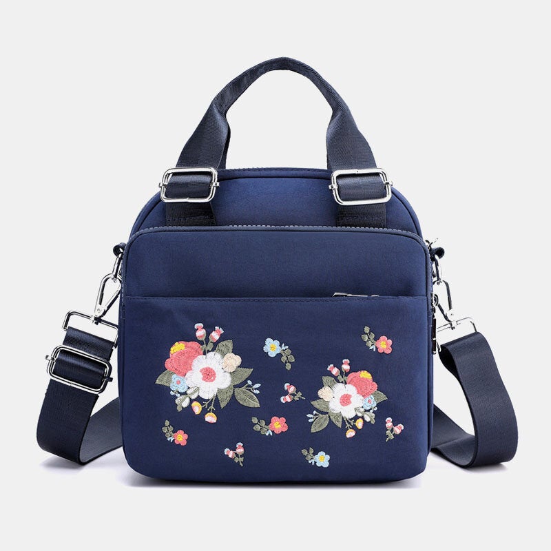 Women Light Weight Waterproof Flower Embroidered Crossbody Bag Shoulder Bag