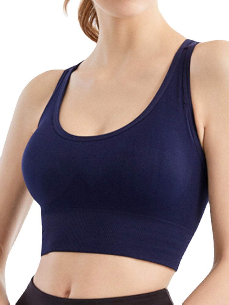 Women Solid Color Seamless Wireless Back Closure Yoga Sport Bra