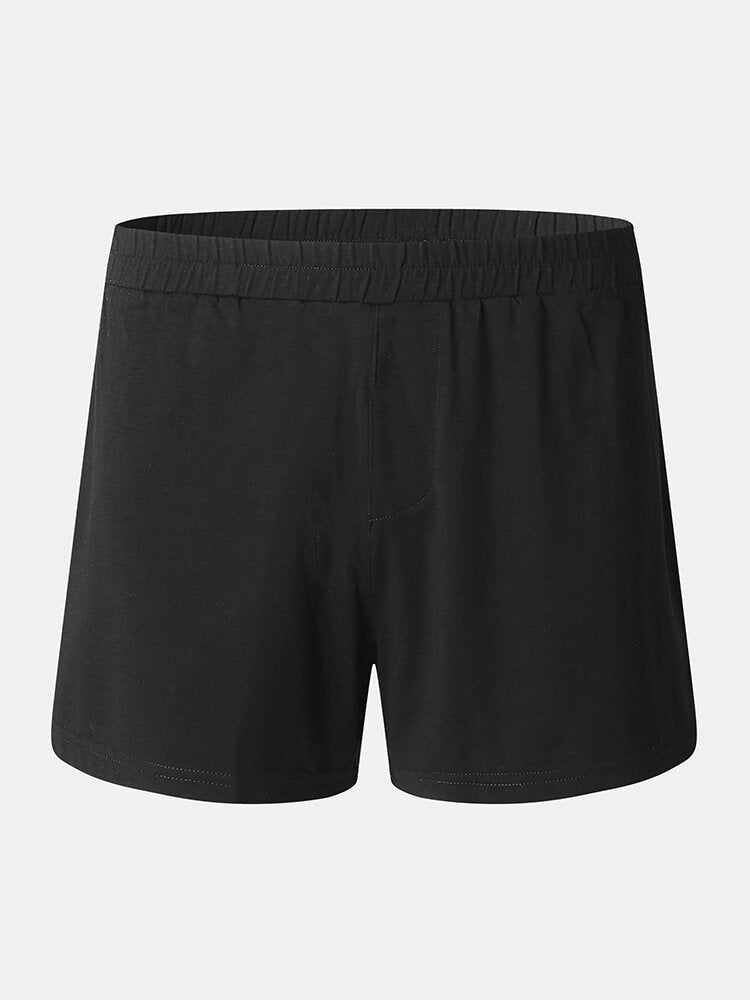 Mens Cotton Solid Color Thin Breathable Loose Comfy Home Shorts Boxers