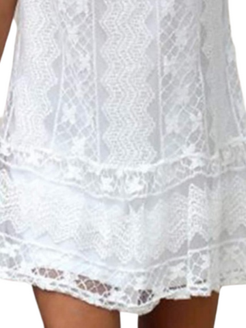 Women's Sleeveless Pure Color Crew Neck Daily Vacation Lace Dress