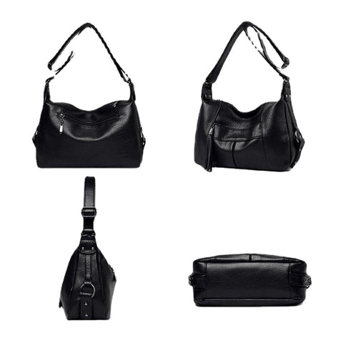 Women Vintage Faux Leather Large Capacity Multi-pockets Crossbody Bag Shoulder Bag