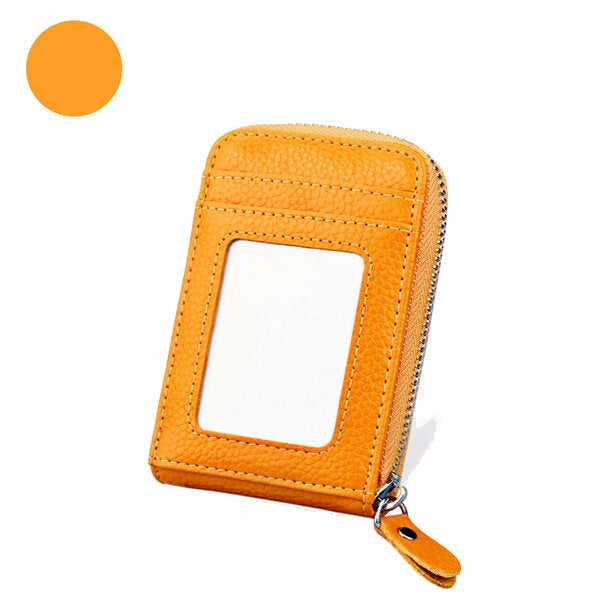 Women Genuine Leather Zipper Card Holder Long Wallet Candy Color Coin Purse