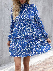 Women Bohemian Retro Knee Length Polka Dots Casual Midi Dresses