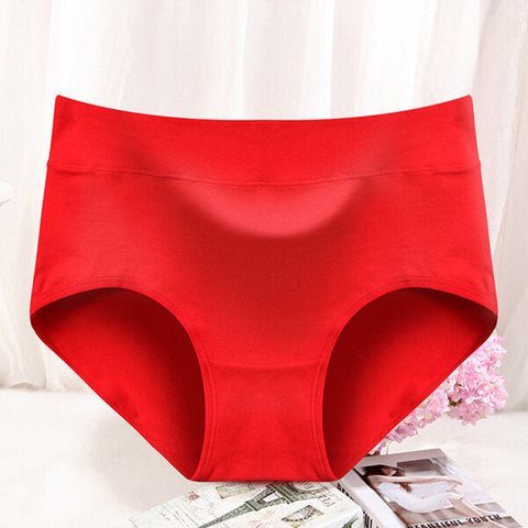 Comfy Soft Cotton Solid Color Mid Waist Hip Lifting Breathable Briefs Antibiosis Panties
