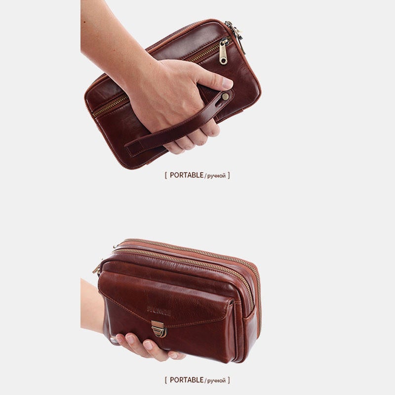 Men Genuine Leather Large Capacity Clutches Bags Business Bag For Office