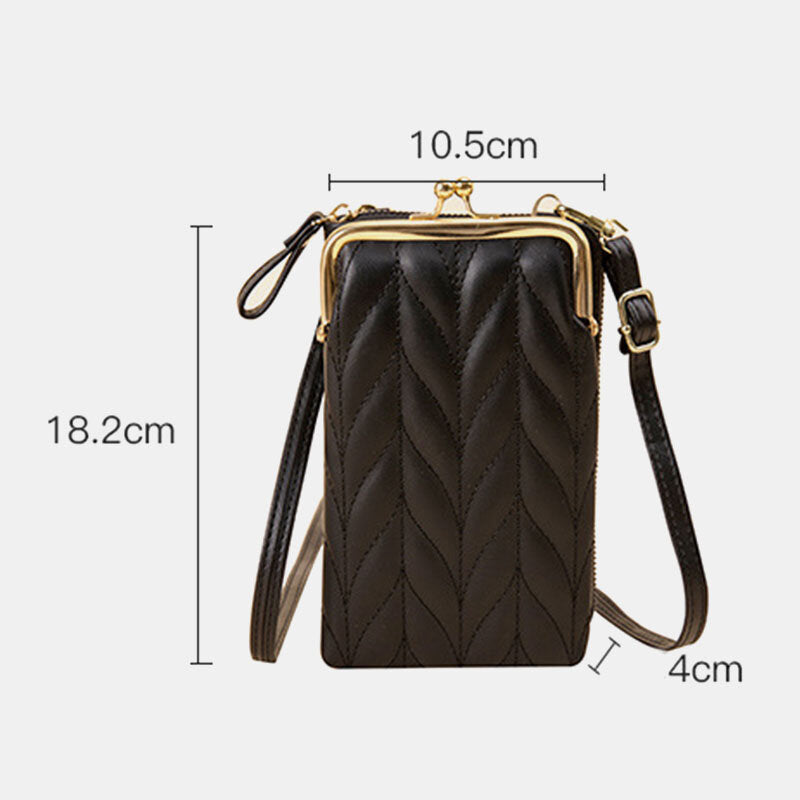 Women Faux Leather Fashion Multifunction Waterproof Crossbody Bag Brief Phone Bag