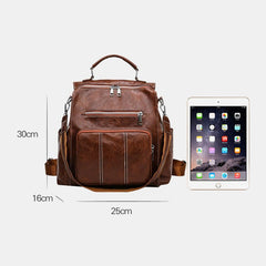 Women PU Leather Large Capacity Multi-pocket Messenger Backpack Crossbody Shoulder Bag