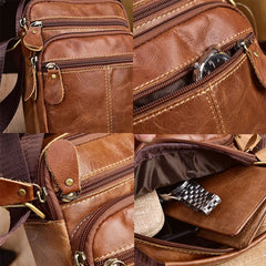 Men Genuine Leather Multi-pocket Vintage 6.3 Inch Phone Bag Crossbody Bags Shoulder Handbag