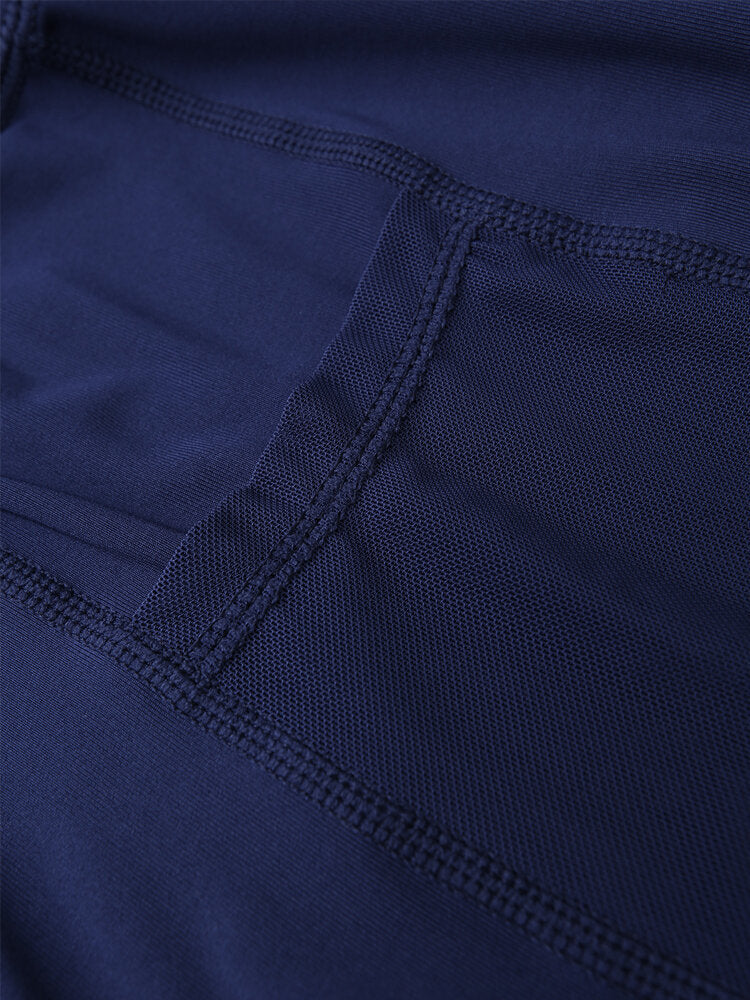 Women Mesh Patchwork Bodycon Cropped Yoga Sport Leggings With Pockets