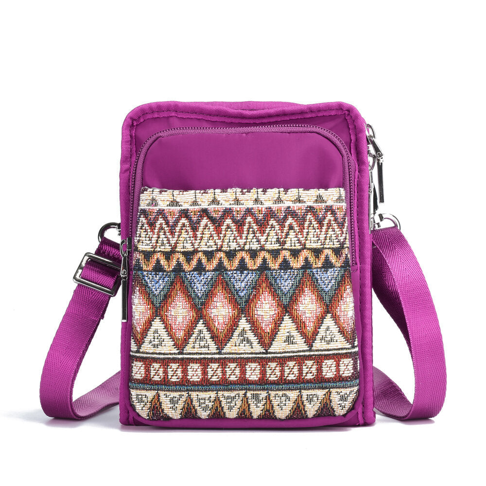 Women National Canvas Shoulder Bag Bohemian Card Holder Mini Sling Crossbody