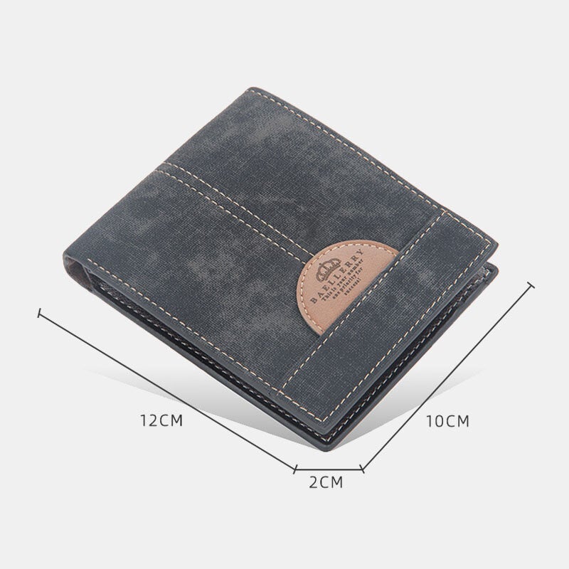 Men Thin Bifold Denim Pattern PU Leather Wallet Multi-card Slot Card Holder Large Capacity Coin Purse