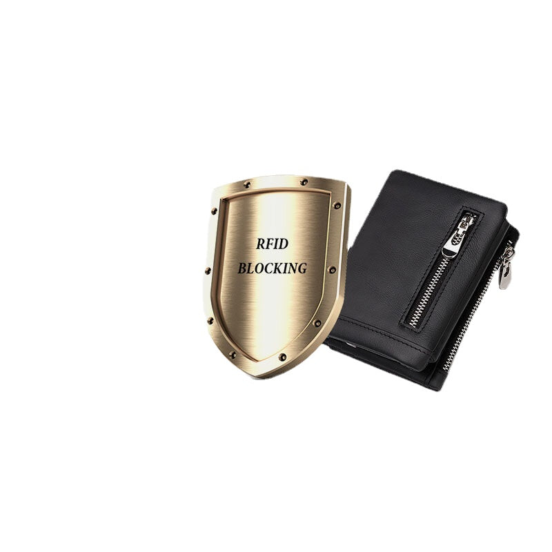 Men Genuine Leather RFID Anti-theft Zipper Multi-slot Card Holder Wallet