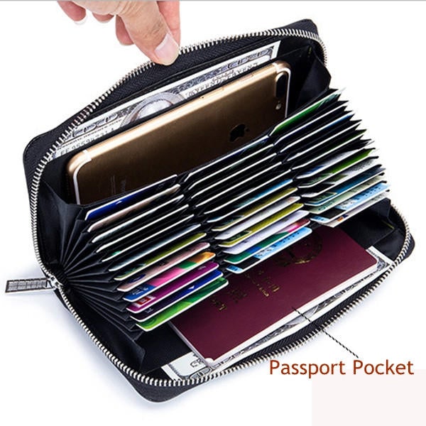 RFID Antimagnetic Genuine Leather 36 Card Slots Card Holder Long Wallet Purse For Women Men