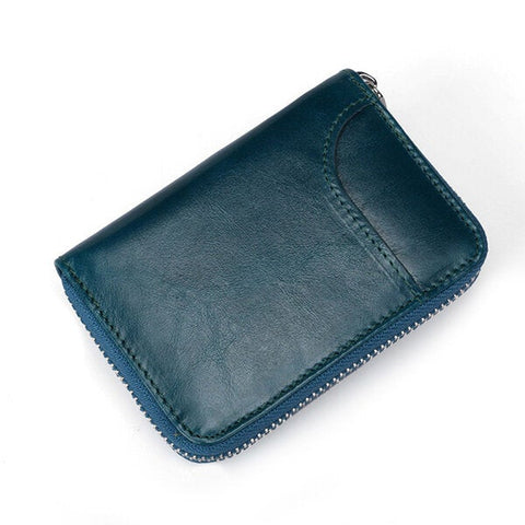 RFID Men And Women Genuine Leather 12 Card Slot Wallet Short Coin Purse
