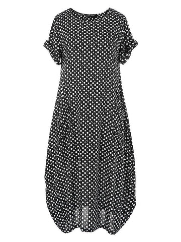 Summer Polka Dot Print Short Sleeve Plus Size Dress
