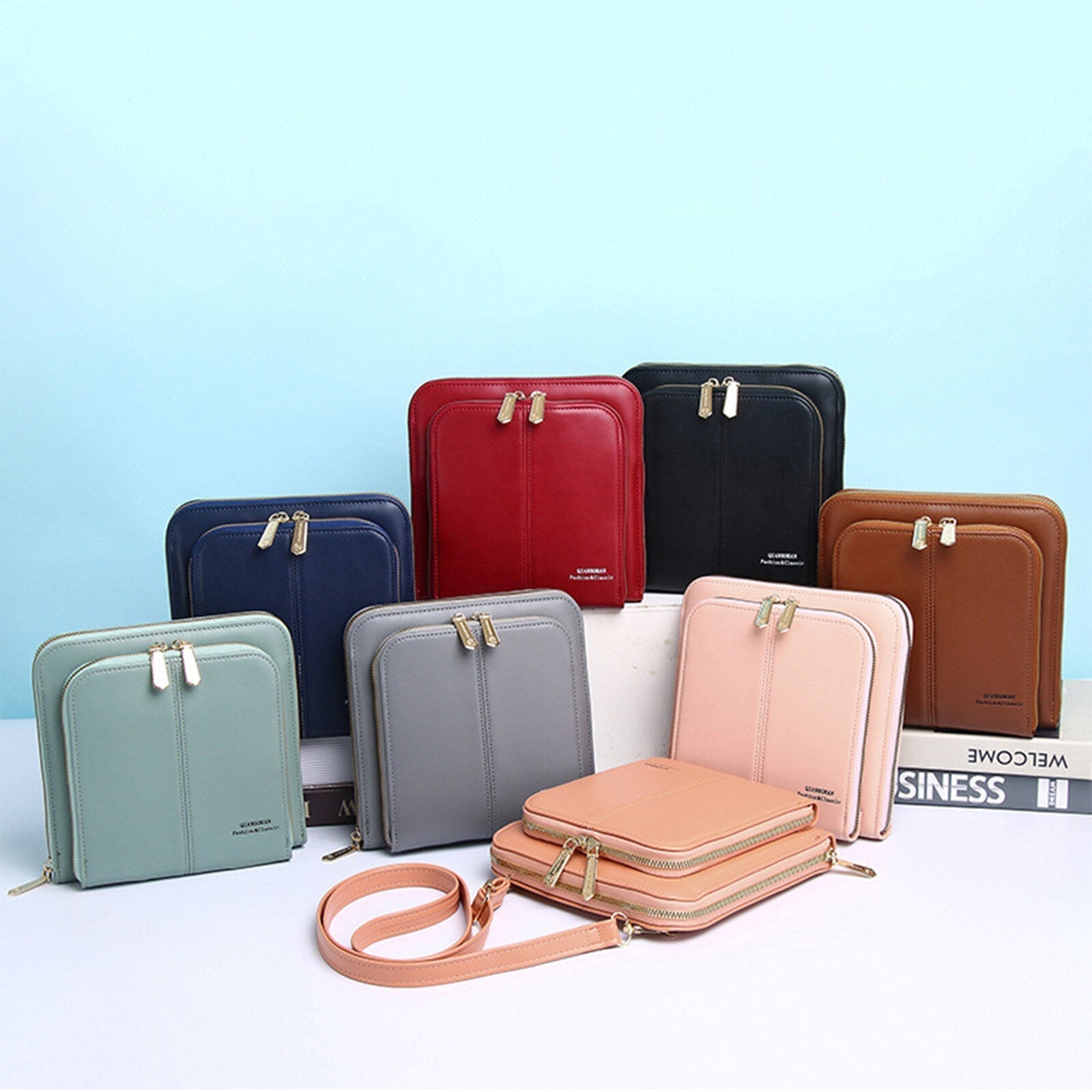 Women Artificial Leather Fashion Casual Crossbody Bag Multi-compartment Multi-card Slot Phone Bag