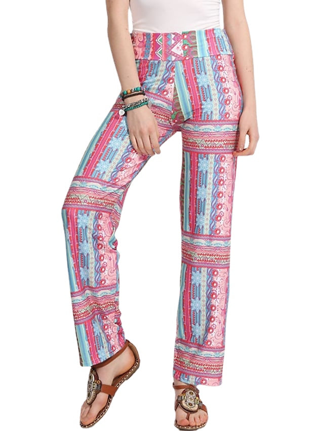 Women's Sporty Athleisure Yoga Stretchy Print Wide Leg Pants