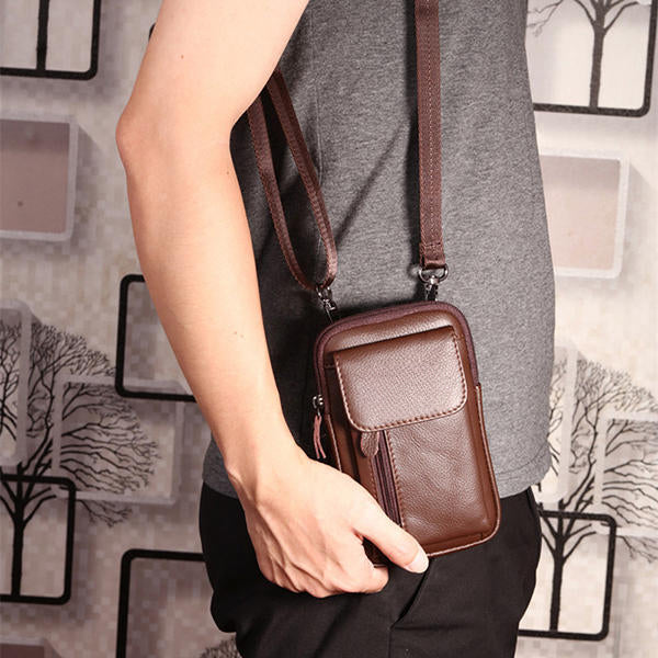 Men's Genuine Leather Crossbody Waist Phone Bag
