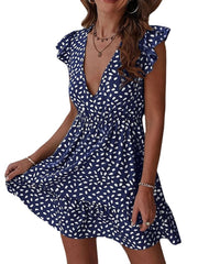 Women's Sleeveless Print Print V Neck Boho Party Slim Strap Dress