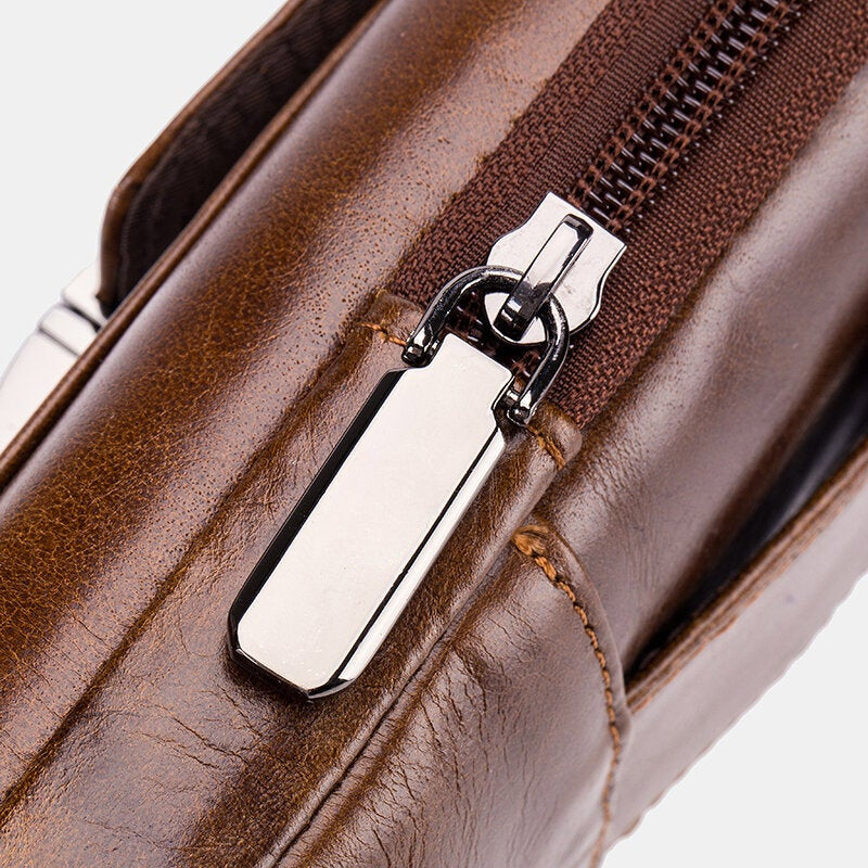 Retro Leather Zipper Phone Bag - Waist & Shoulder Carry