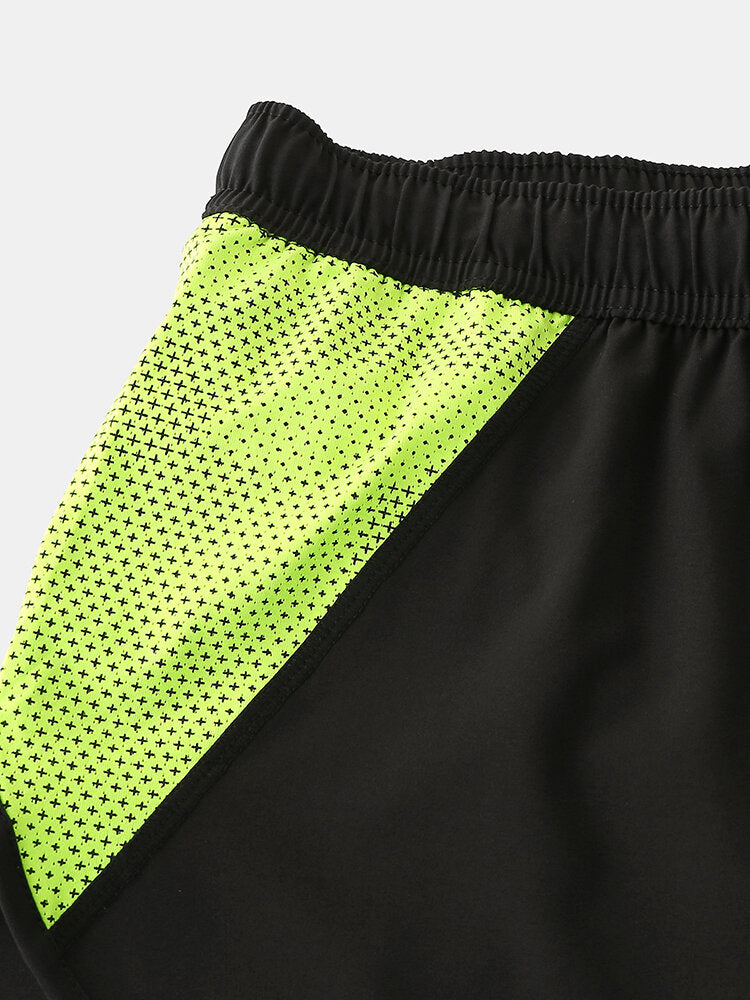 Men Mesh Patchwork Quickly Dry Drawstring Breathable Sports Board Shorts