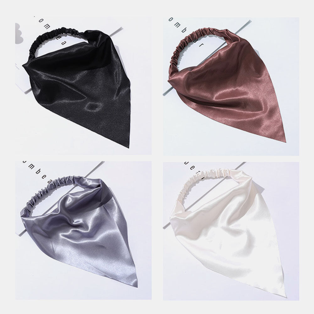 Women Chiffon Solid Color Elastic Wild Triangle Scarf Headband Headscarf Headwear
