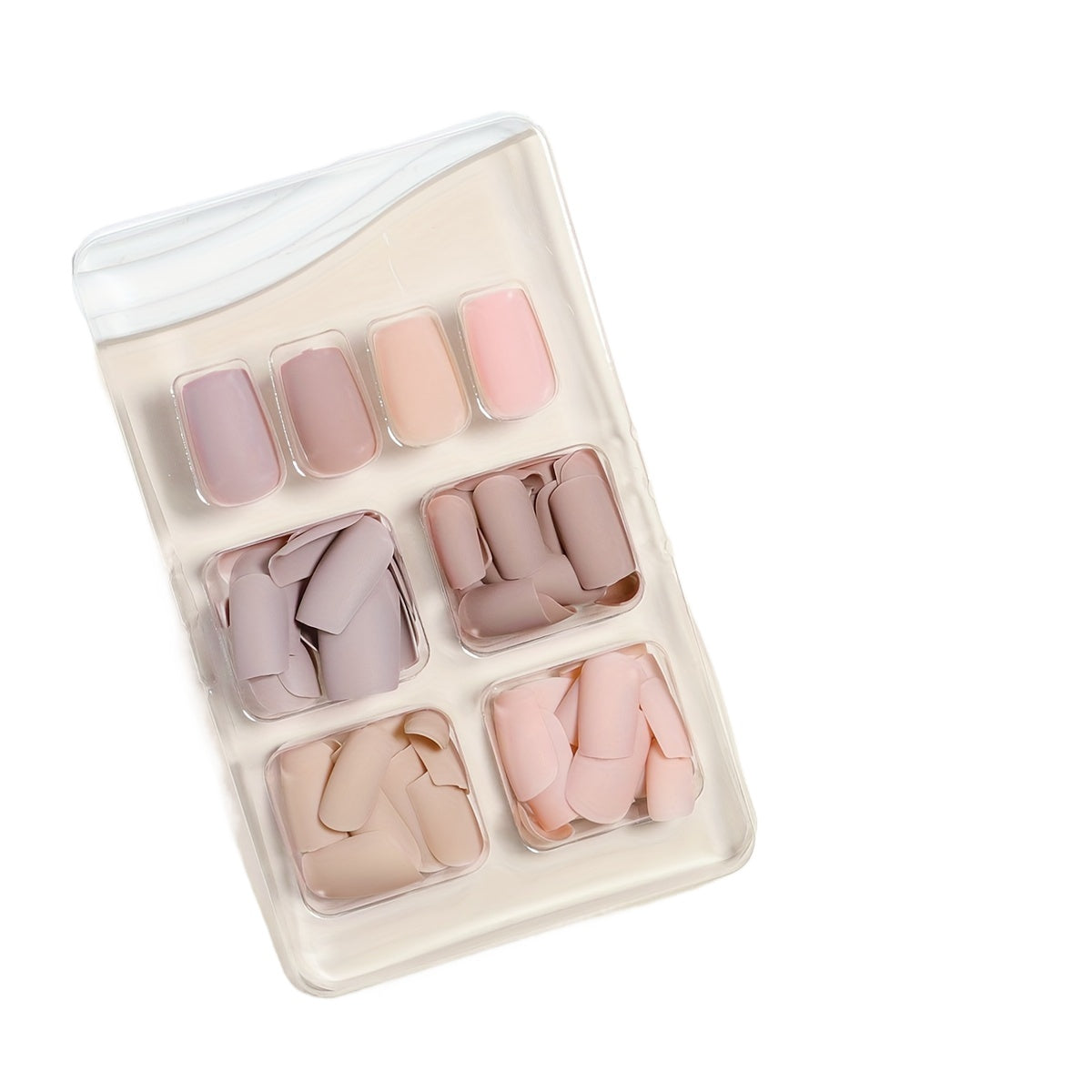 96-Piece Brown Series Square Press-On Nails - Medium Matte Faux Acrylic Set - 4 Colors for Women & Girls