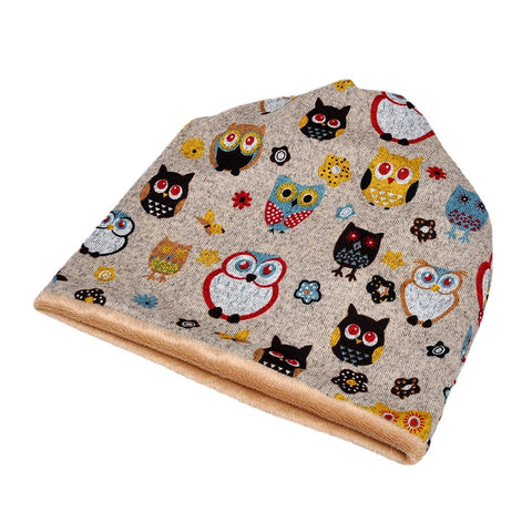 Women Plus Velvet Keep Warm Cartoon Animals Pattern Casual Personality Elastic Dual-use Neck Protection Beanie Scarf