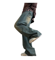 Men's Distressed Vintage Wide-Leg Jeans – Oversized Baggy Denim Trousers for Casual Streetwear