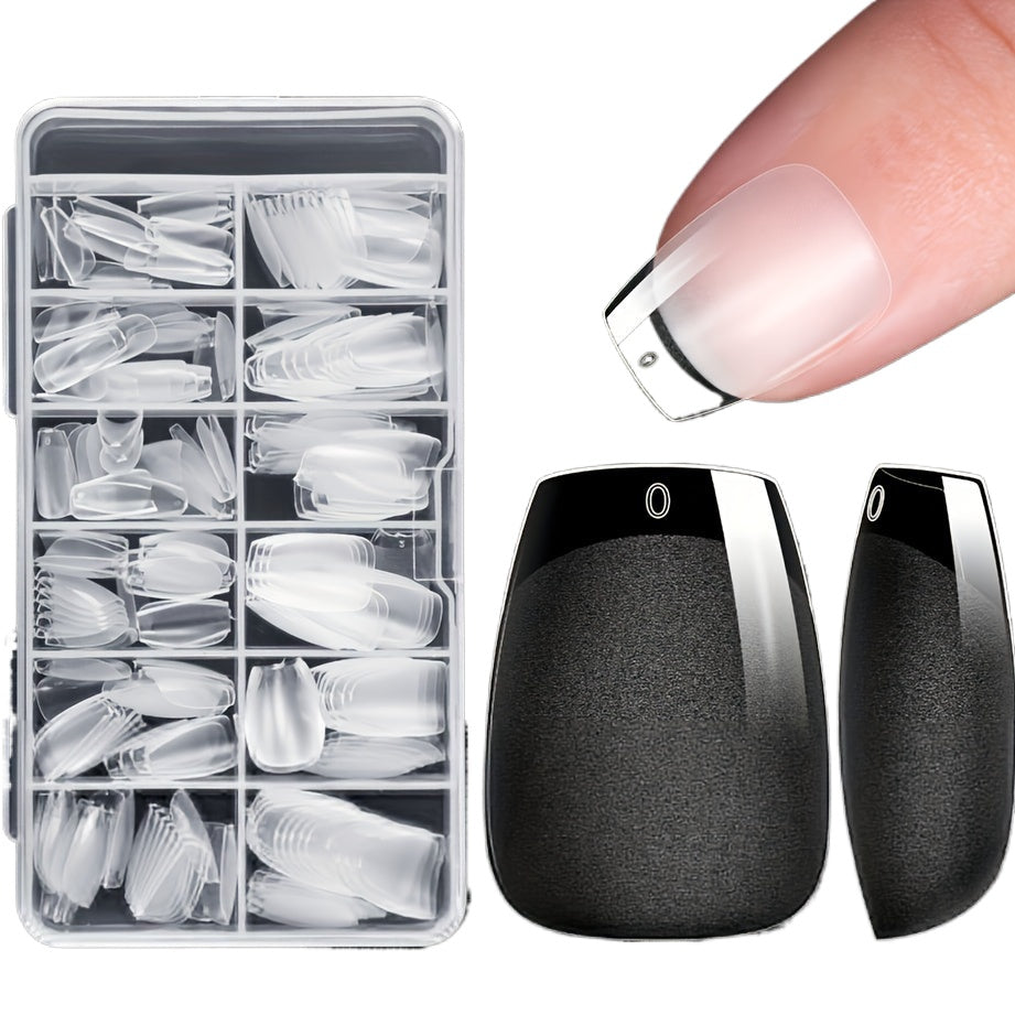 240pcs Soft Gel Nail Extensions - Extra Short Ballet Cut, Half Matte Clear, 12 Sizes - Ideal for Nail Art & Manicure