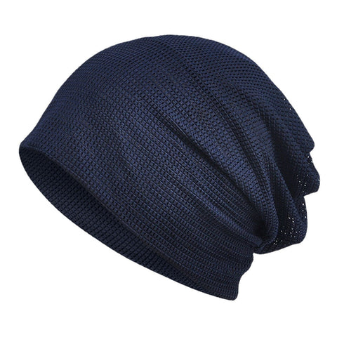 Thin Beanie Hat Solid Color Mesh Breathable HairBand Scarf Multifunctional