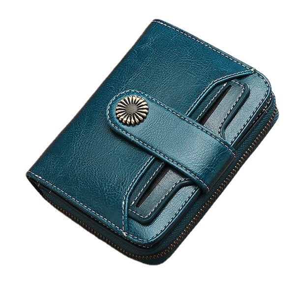 Women Genuine Leather Short Section Multi-function Coin Purse Card Holder Wallet