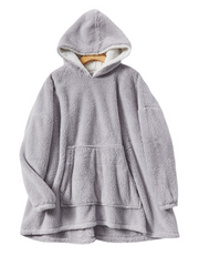 Women Solid Color Fleece Lined Thick Loose Warm Home Blanket Hoodie