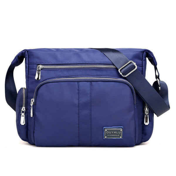 Multilayer Zipper Pockets Nylon Shoulder Bags Outdoor Sports Waterproof Crossbody Messenger Bag