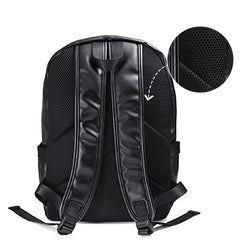 PU Leather Backpack Laptop Bag Shoulders Storage Bag Men's Vintage Schoolbag Student Satchel Rucksack for 15.6inch Notebook