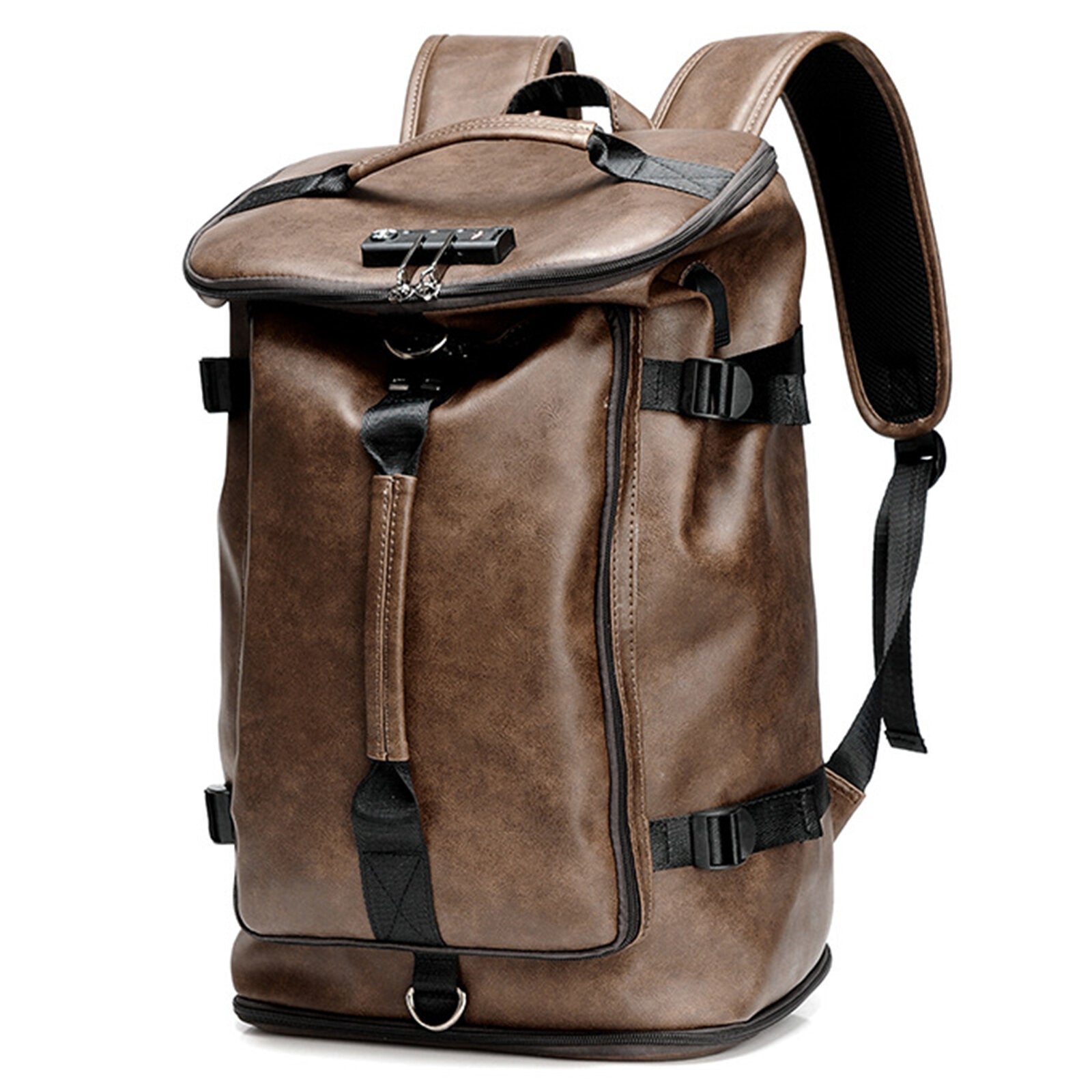 Menico Men's Artificial Leather Casual Backpack Multifunctional Large Capacity Travel Shoulder Crossbody Bag