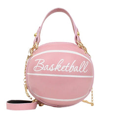 women basketball football look mini round bag hangbag adjustable shoulder cross body