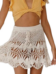 Women's Swimwear Cover Up Swim Shorts Normal Swimsuit Crochet Hole Pure Color Bathing Suits New Vacation Fashion, Sexy, Modern