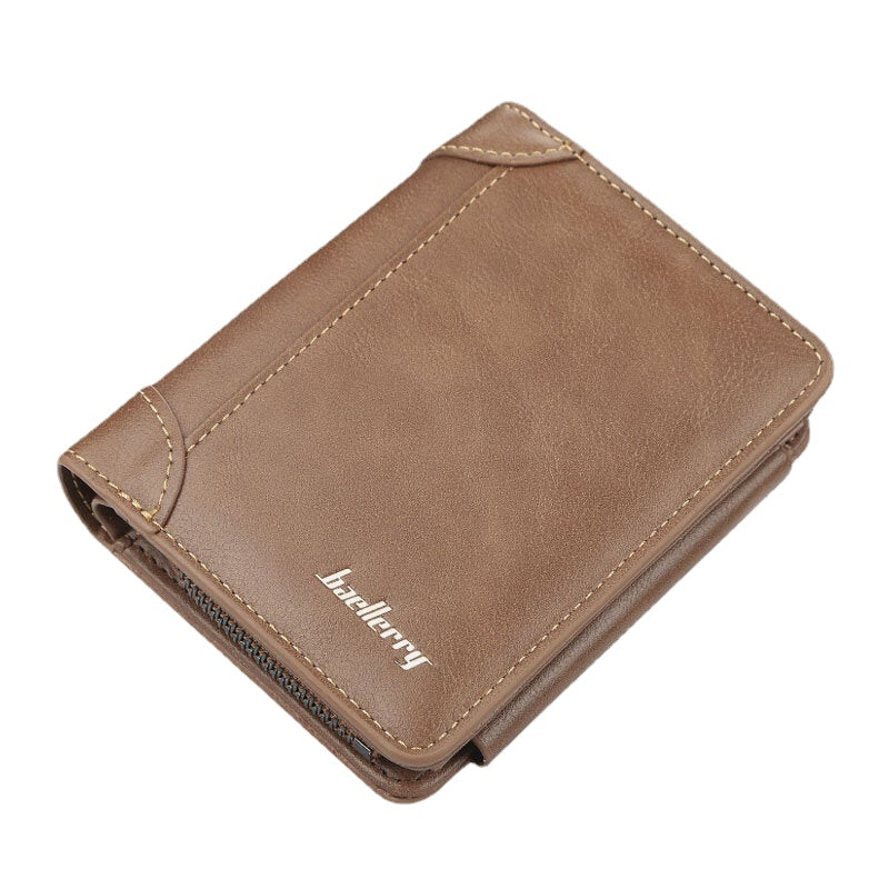 Men Faux Leather Causal Business Zipper Coin Wallet