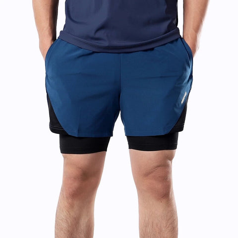 Men's Running Shorts 2 in 1 with Multi-Pocket Fitness Training Exercise Jogging Workout Gym Sports Short Pants