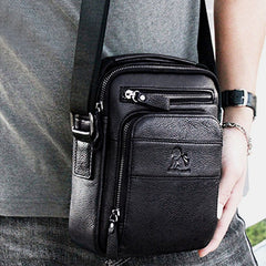 Men Genuine Leather Retro Business Casual Solid Color Cowhide Shoulder Bag Crossbody